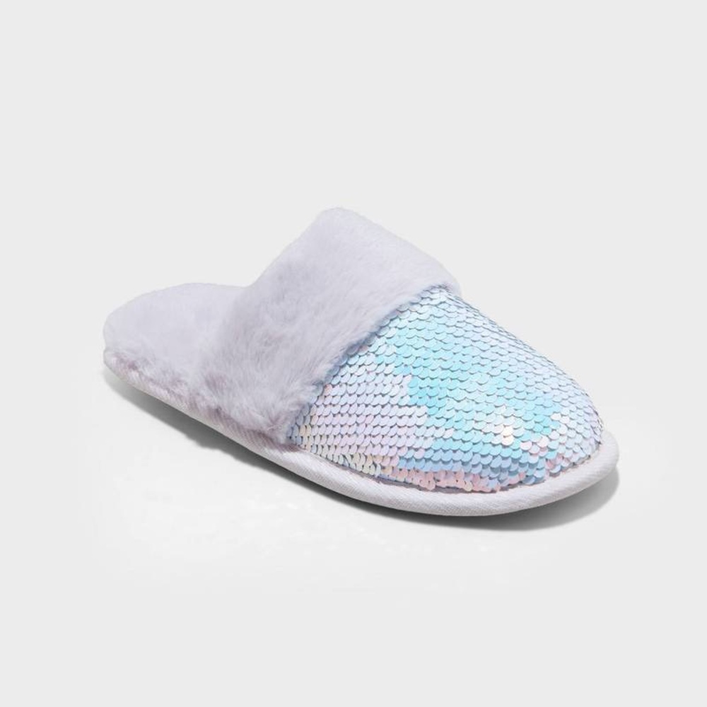 Art Class - Girls - Flip Sequin Scuff Slippers, Blue/Zoie, Size XL(6)
